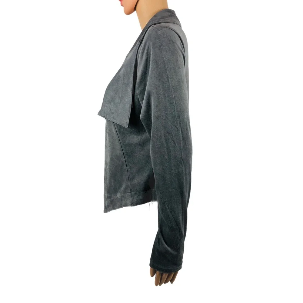 Romeo & Juliet Couture Womens Large Gray Polyester Faux Suede Open NWT $155